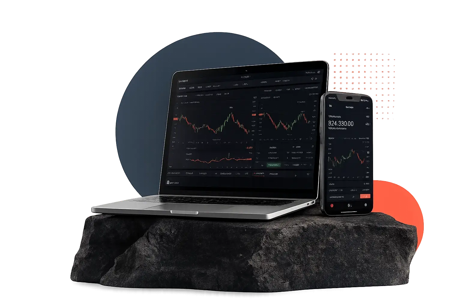 Торговая платформа BCS Group на ноутбуке и смартфоне